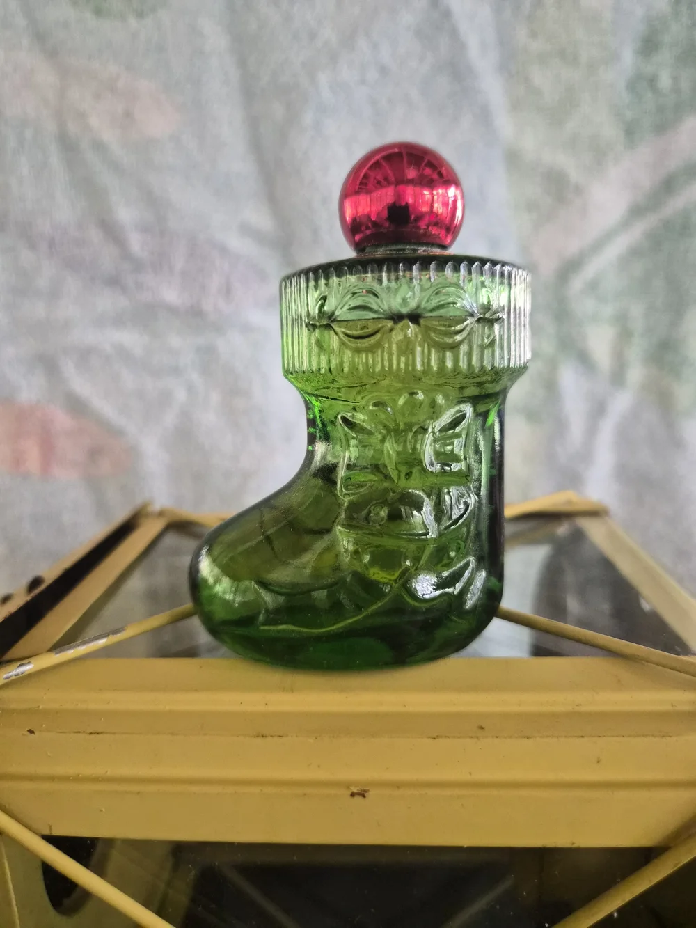 Avon Christmas Surprise Sock Purfume Glass Bottle